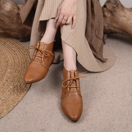 Comfortable Soft Leather Versatile Flat Booties