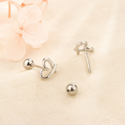 S925 Sweet Cutout Love Screw Ear Studs
