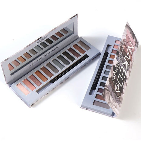 NAKEOS Paleta de Sombras Shimmer y Mate Smoky | Paleta Profesional de 12 Sombras de Ojos