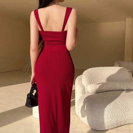 Knitted Sling Slim-fit Dress