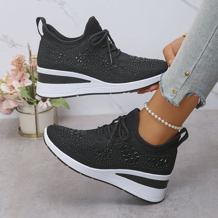 Rhinestone Lace Up Commuter Shoes