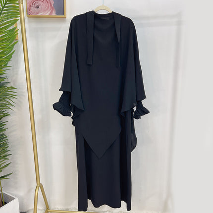 Monochrome Lantern Abaya With Headscarf