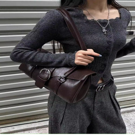Vintage Leather One Shoulder Handbag