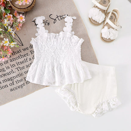 Cotton Mesh Smocked Sling Top & Pants Set - 0-18 Months