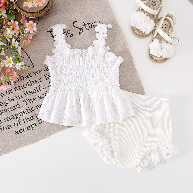 Cotton Mesh Smocked Sling Top & Pants Set - 0-18 Months