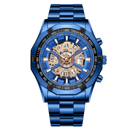 Men’s Luminous Waterproof Skeleton Watch – Casual Business Automatic Timepiece
