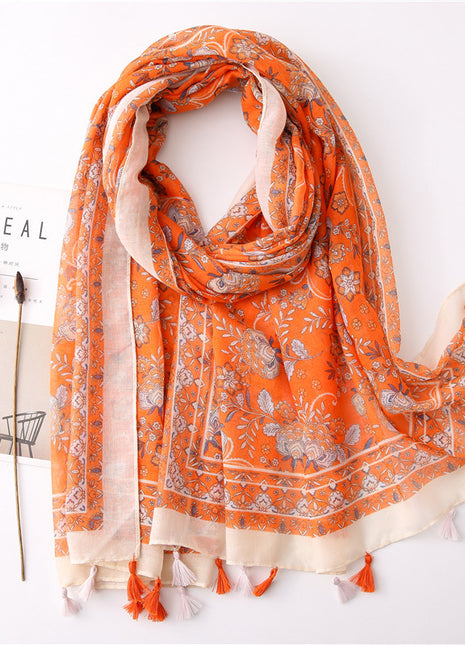 Japanese Style Artistic Cotton and Linen Scarf Bohemian Cashew