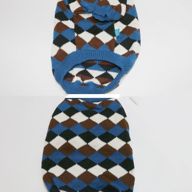 Pet Clothes Blue Coffee Rhombus Sweater