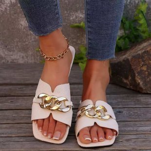 Mocasines cuadrados de cadena casual