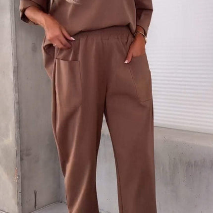 Two-Piece Solid Color Pants Set