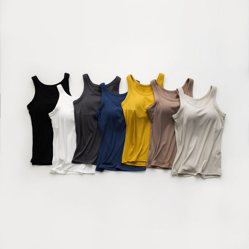 Wear-free Bra Strap Chest Pad Integrated Thread Camisole