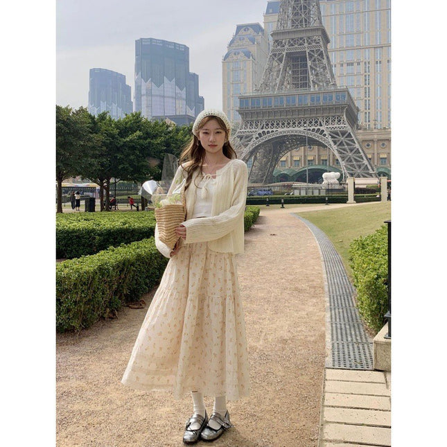 Sweet French Lace Edge A- Line Temperament Skirt