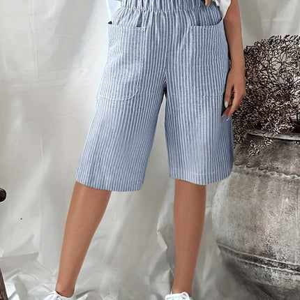 Casual Drawstring Seersucker Pocket Beach Shorts