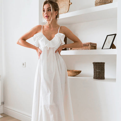 Camisón blanco de algodón suave