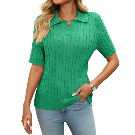 Sweater V-neck Knitted Pullover