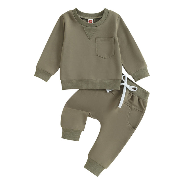Baby Round Neck Long-Sleeve Pullover & Pants Set - (Height 70–110 cm)