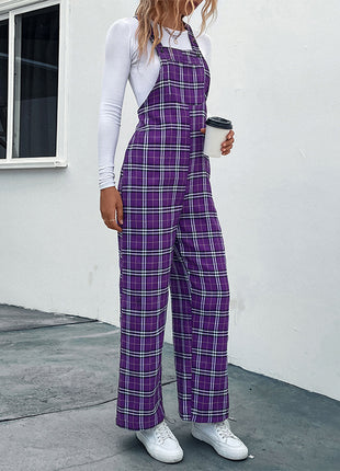Plaid Straps Jumpsuit