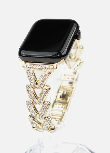 Diamond-Embedded Love V-Shaped Watch Band Compatible with Apple Watch