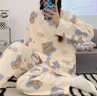 Long Sleeve Autumn Ins Two-piece Pyjamas Set