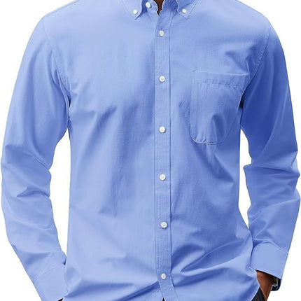 Solid Color Oxford Long Sleeve Button Shirt
