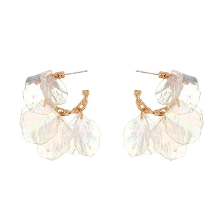 Ins Petal Flower Pearl Tassel Earrings