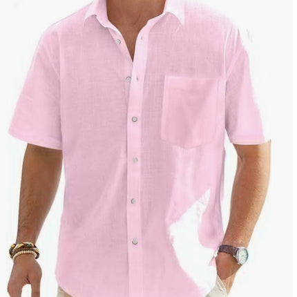 Cotton And Linen Short Sleeve Shirt