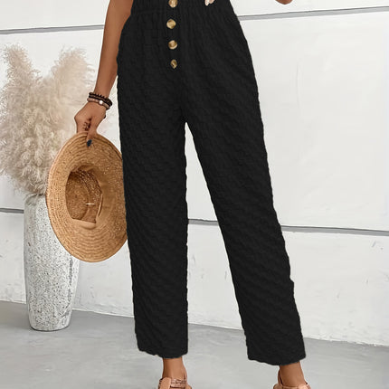 Slim-fit Buttoned Straight Loose Trousers
