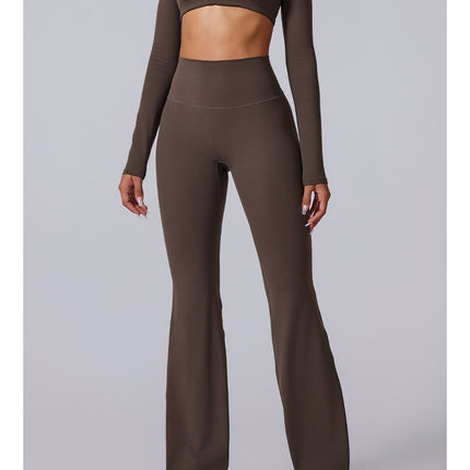 Autumn And Winter New Flared Pants Solid Color Sports Long-sleeve Suit