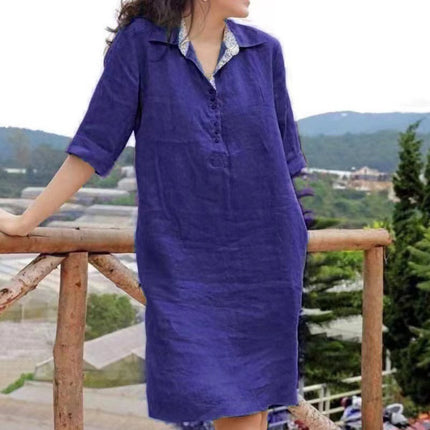 V-neck Loose Mid-length Dress