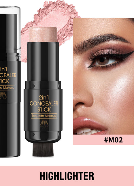 HelloKiss Double-Head Contour & Highlight Stick with Brush | Sculpt & Glow Makeup Stick
