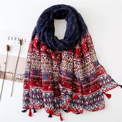 Japanese Style Artistic Cotton and Linen Scarf Bohemian Cashew