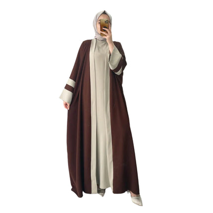 Elegant Brown Abaya with Headscarf