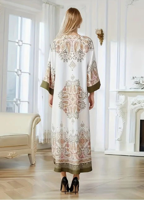 Vestido elegante floral de manga larga