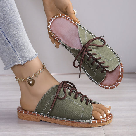 Zapatos Planos de Talla Grande con Cordones y Punta Abierta