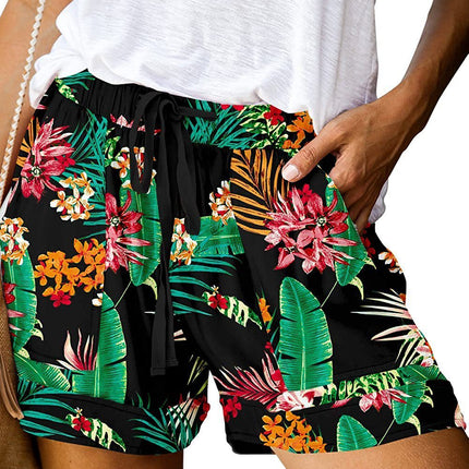 Printed High Waist Straight Shorts