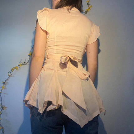 French Style Gentle Temperament Low V-neck Slim Top