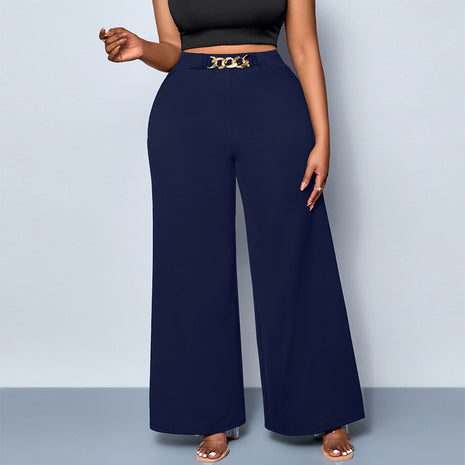 Plus Size Metal Buckle Trousers