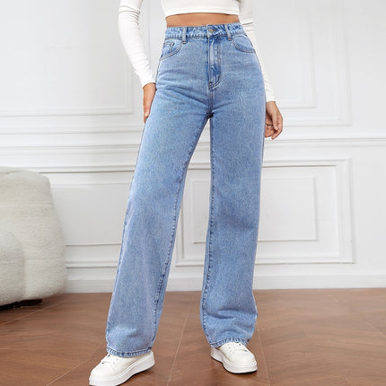 High-waisted Straight-leg Jeans