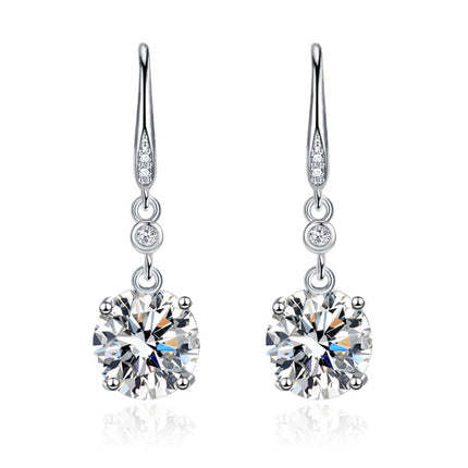 Luxury Round Single Diamond Hook Earrings