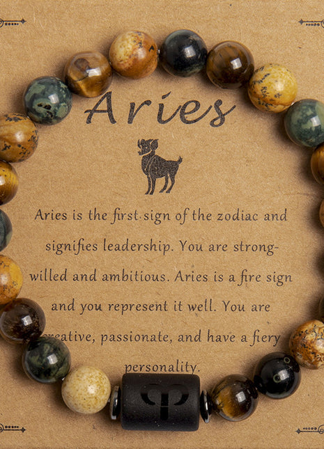 Pulsera de cuentas Ojo de Tigre Natural del Zodíaco – Joyería Unisex de Piedras Preciosas