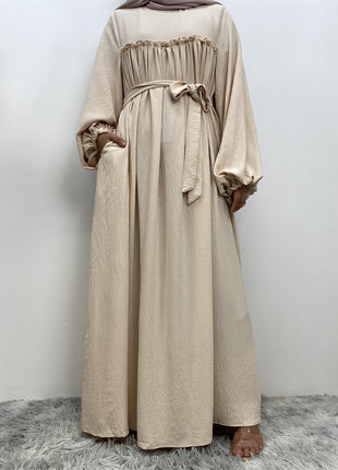 Loose Sleeves with Side Pockets and belt Abaya