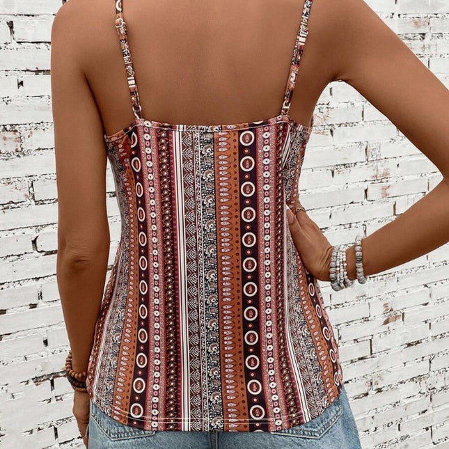 Geo Print Twist Front Cami Top