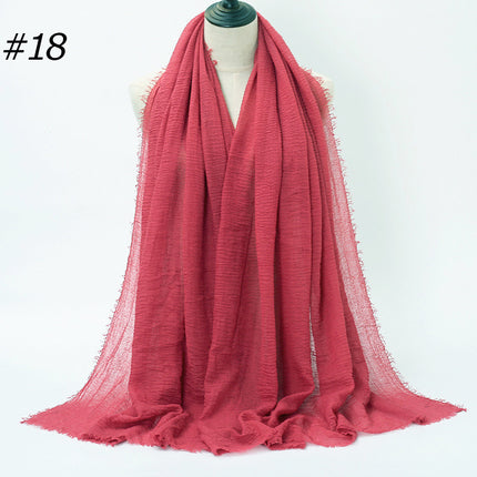 Pure Color Pleated Cotton Scarf Cotton And Linen Scarf