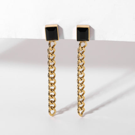 Black Cuban Chain Earrings
