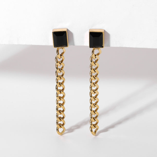 Black Cuban Chain Earrings