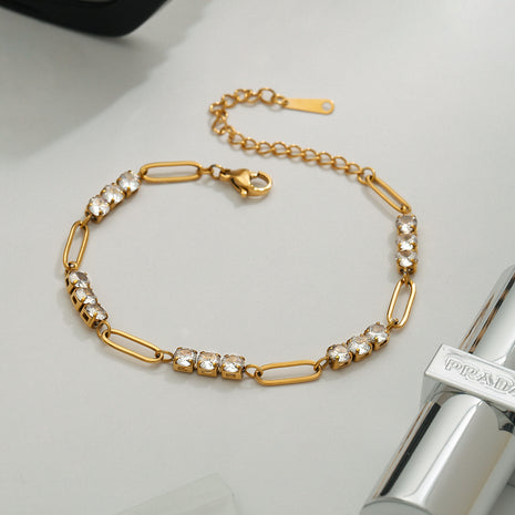 Pulsera de cadena con diamantes de acero inoxidable