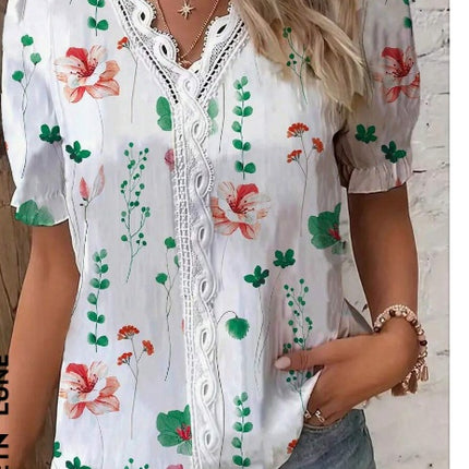 Floral Lace Puff Sleeve Shirt