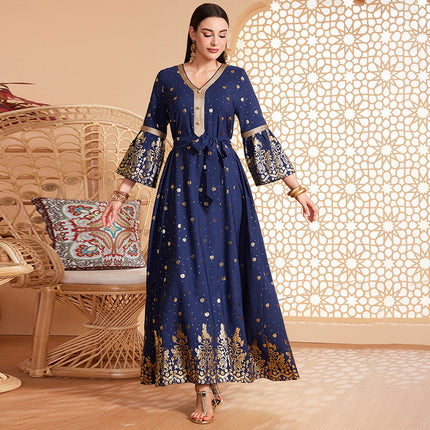 Bronzing Temperament Long Sleeve Dress