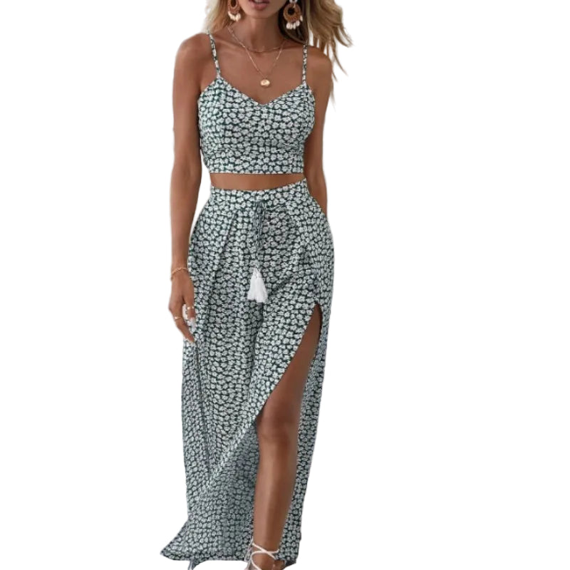 Women's Summer Floral Two-Piece Holiday Set