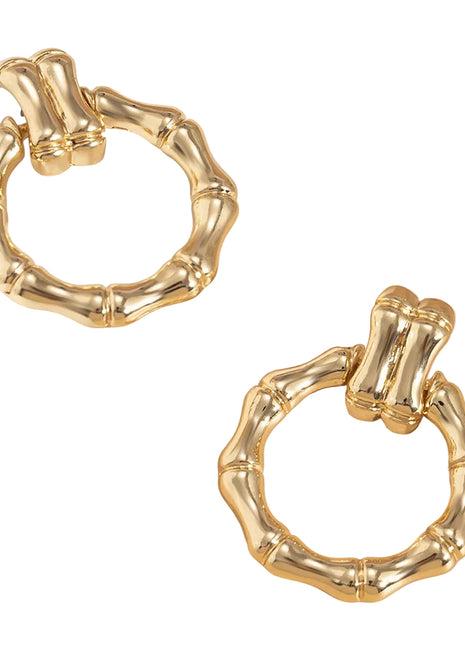 Round Bamboo Stud Earrings